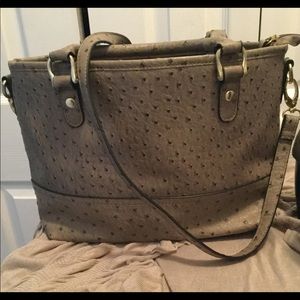 Faux ostrich embossed leather purse